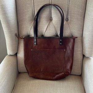 Portland leather zippered tote